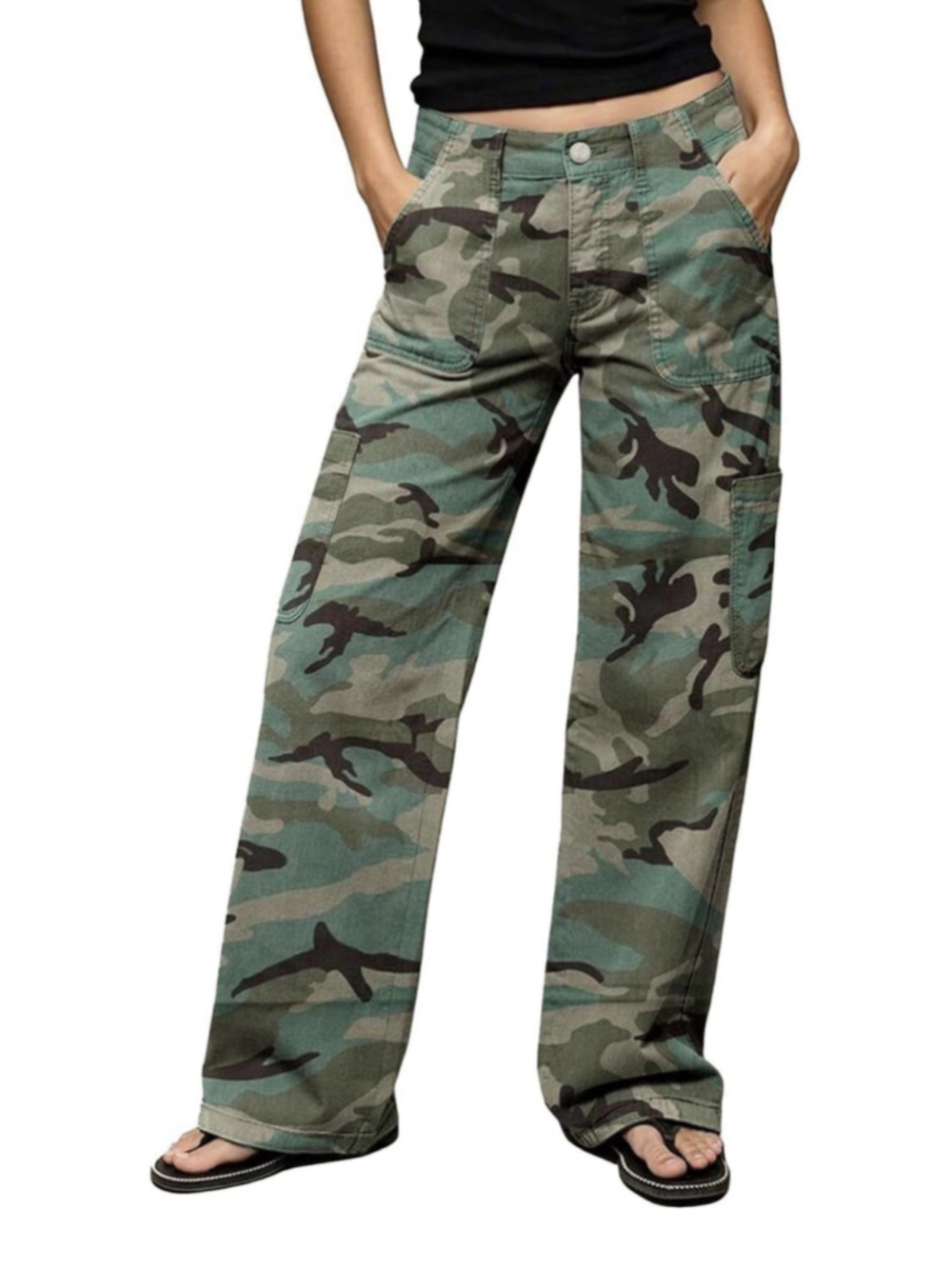 Flamingals Mid Rise Wide Leg Pants for Women S